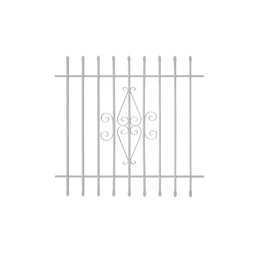 42 In. X 42 In. Spear Point 9-Bar Security Bar Window Guard, White gallery