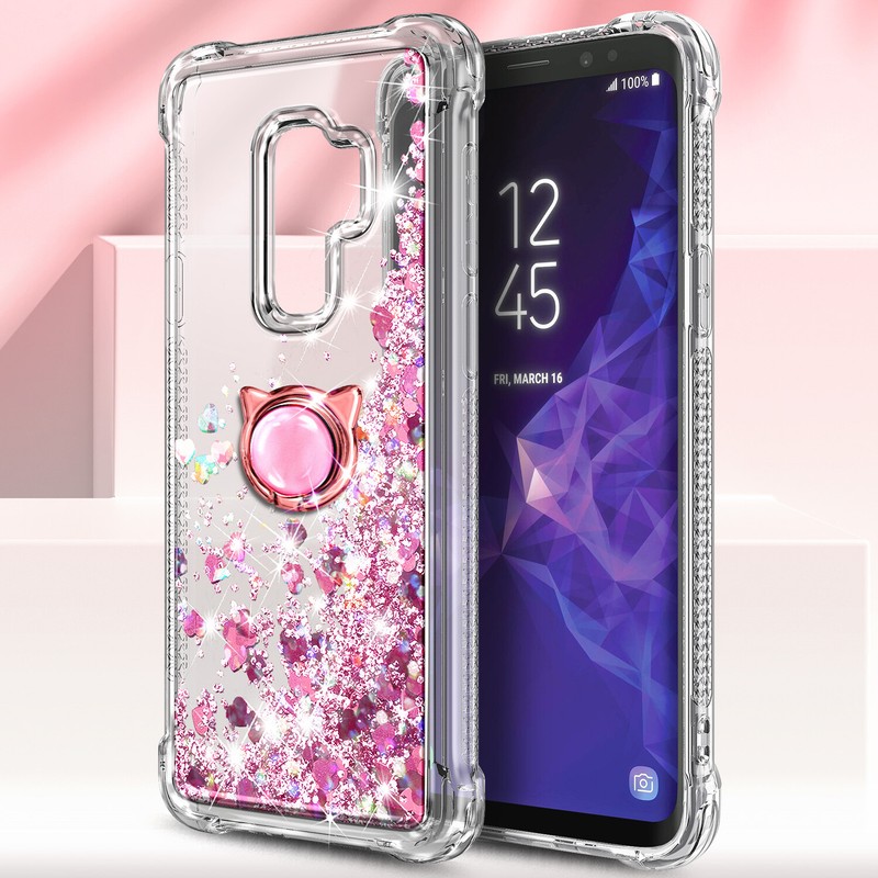 For Samsung Galaxy S9 /S9 Plus, Liquid Glitter Case + Screen Protector & Lanyard gallery