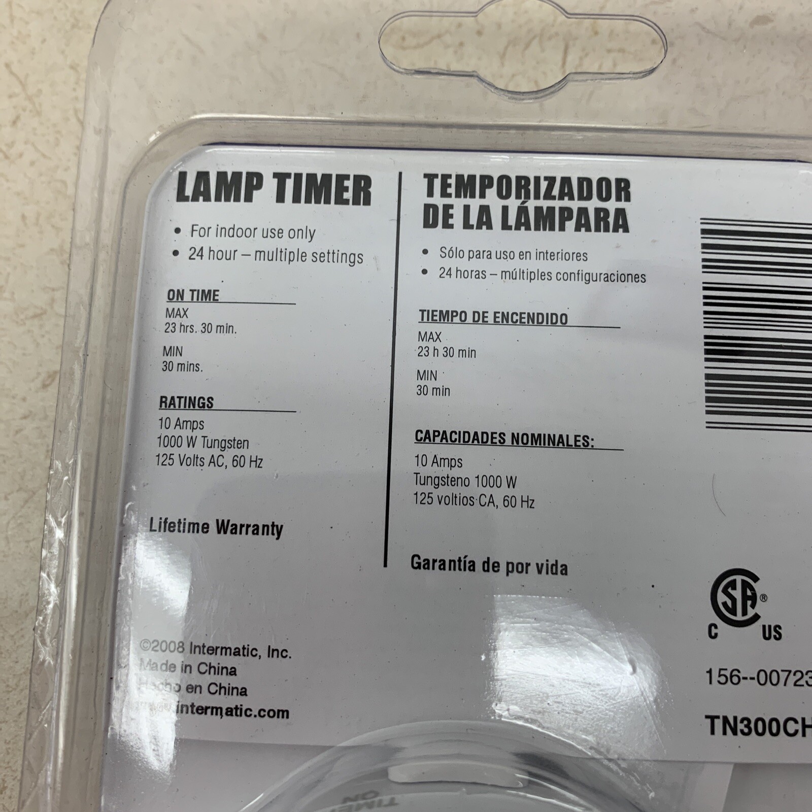 NEW Intermatic Lamp Timer - 10 Amps CFL TN300CH Sealed Manual On/Off Switch gallery