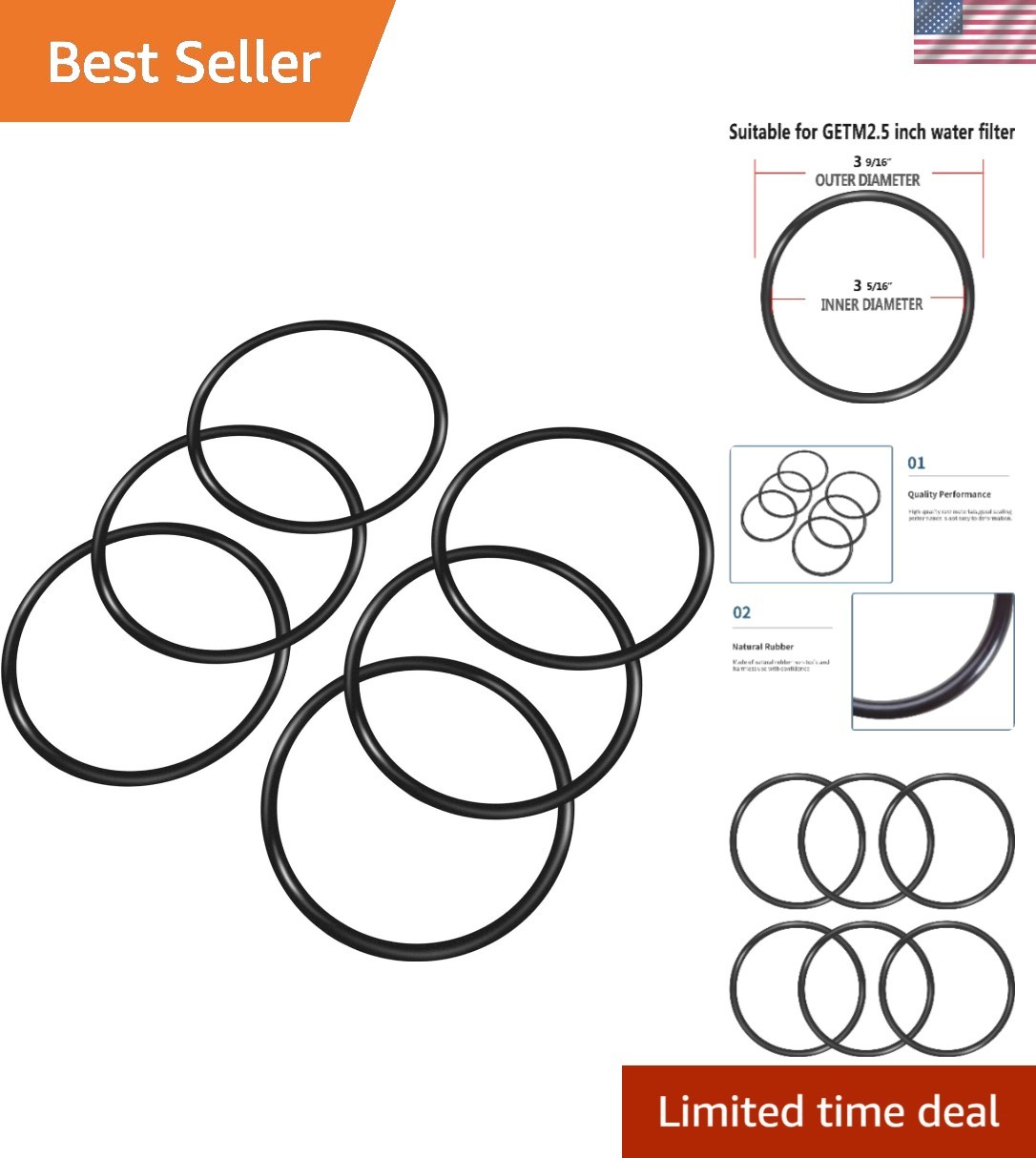 6 High-Quality Rubber O-Rings for GE TM Water Filters - Compatible & Durable gallery