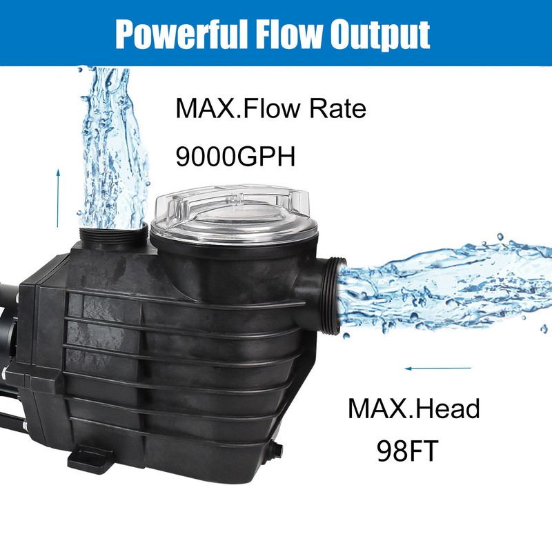 iMeshbean 2.5HP Inground Pool Pump Motor 9000GPH 98FT Head Lift 2" NPT 110-240V gallery