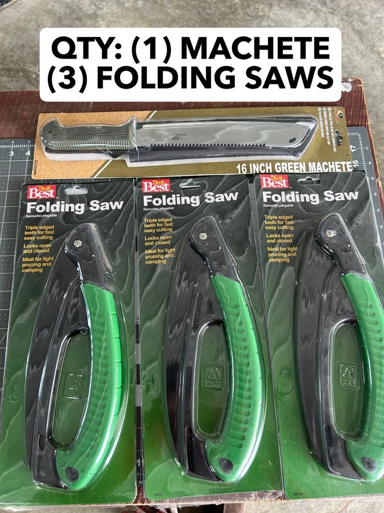 4-PACK Best Garden 10" Folding Poly Grip Pruning Saw Mossy Oak Machete 16"