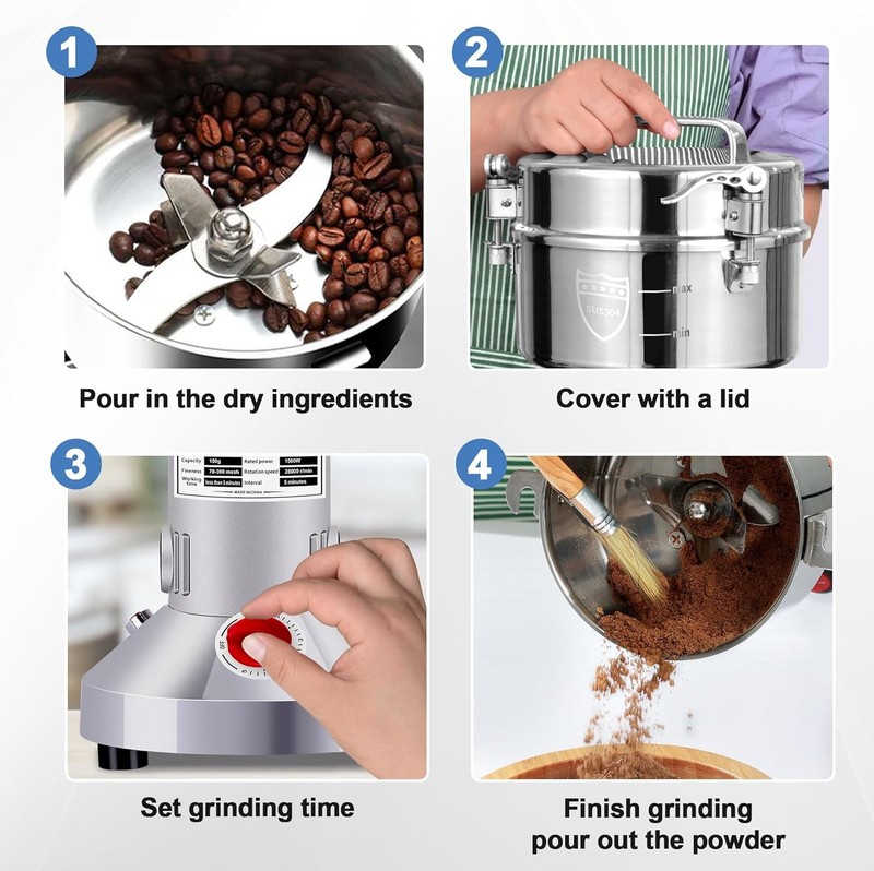 150g Mill Grinder Spice Grinder High Speed Electric Stainless Steel Pulverizer gallery