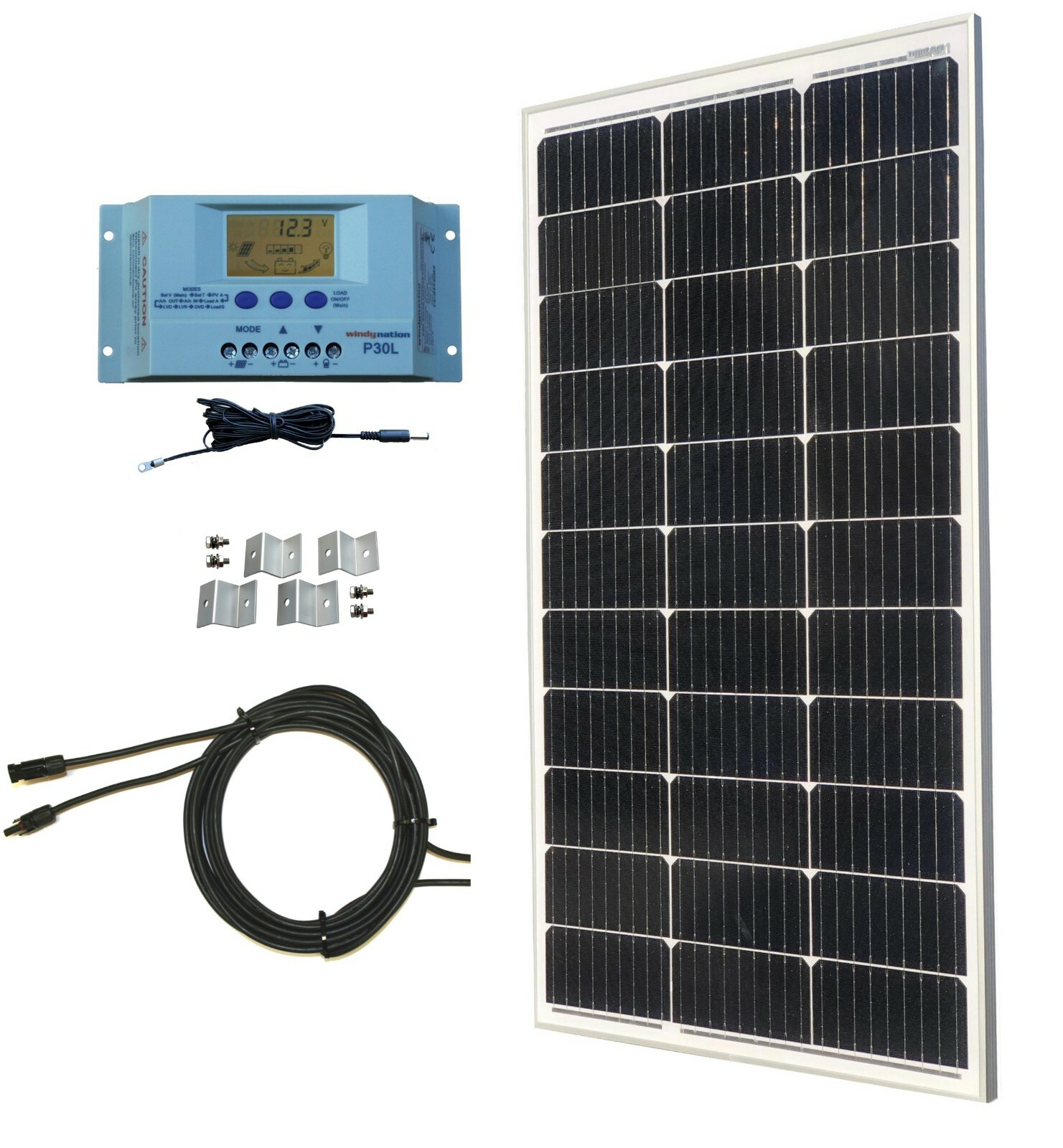 100 - 400 Watt Solar Panel Kit w/ LCD Charge Controller 12/24V RV Boat Off Grid gallery