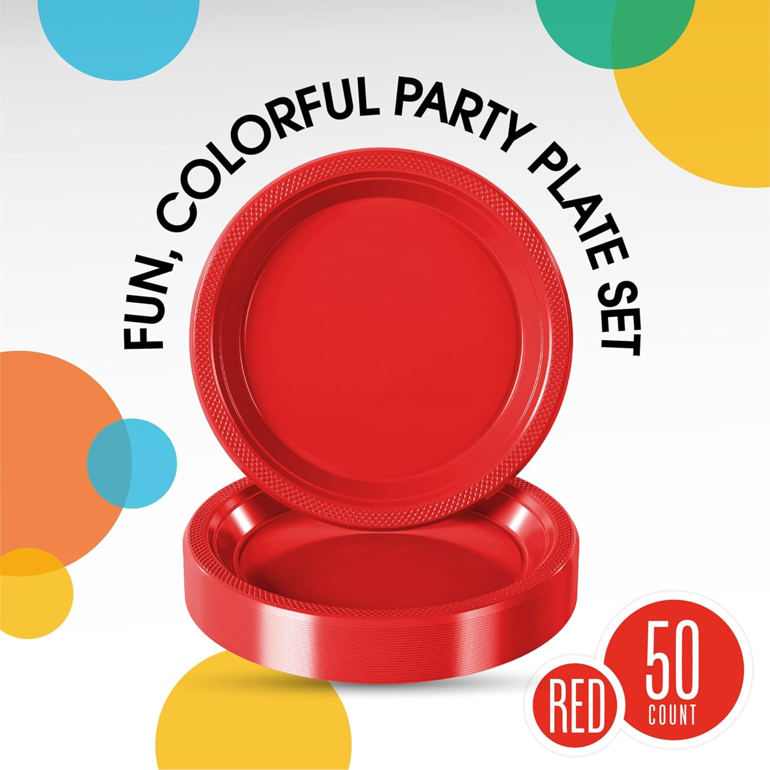 Exquisite Party Solids Red Plastic Plates for Party Supplies 7" Red Disposable P gallery