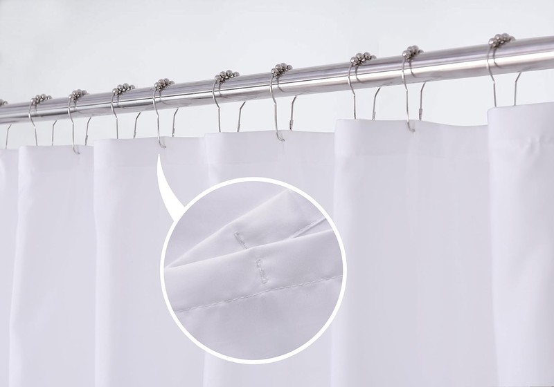 Fabric Shower Curtain Liner Solid White with Magnets, Hotel Quality, Machine ... gallery