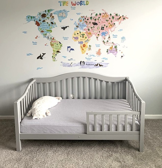 Toddler Day Bed Solid Wood Frame Gray Childrens Daybed with Safety Guard Rails gallery