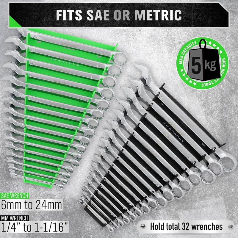 2-Pack Magnetic Wrench Organizer Holder SAE(1/4" - 1 1/16") and Metric(6mm-24mm) gallery