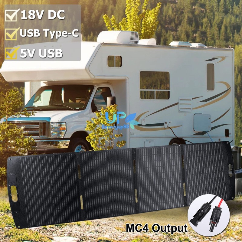 200W Solar Panel Kit 22V Foldable Portable Solar Suitcase Mono for Camp RV Van gallery