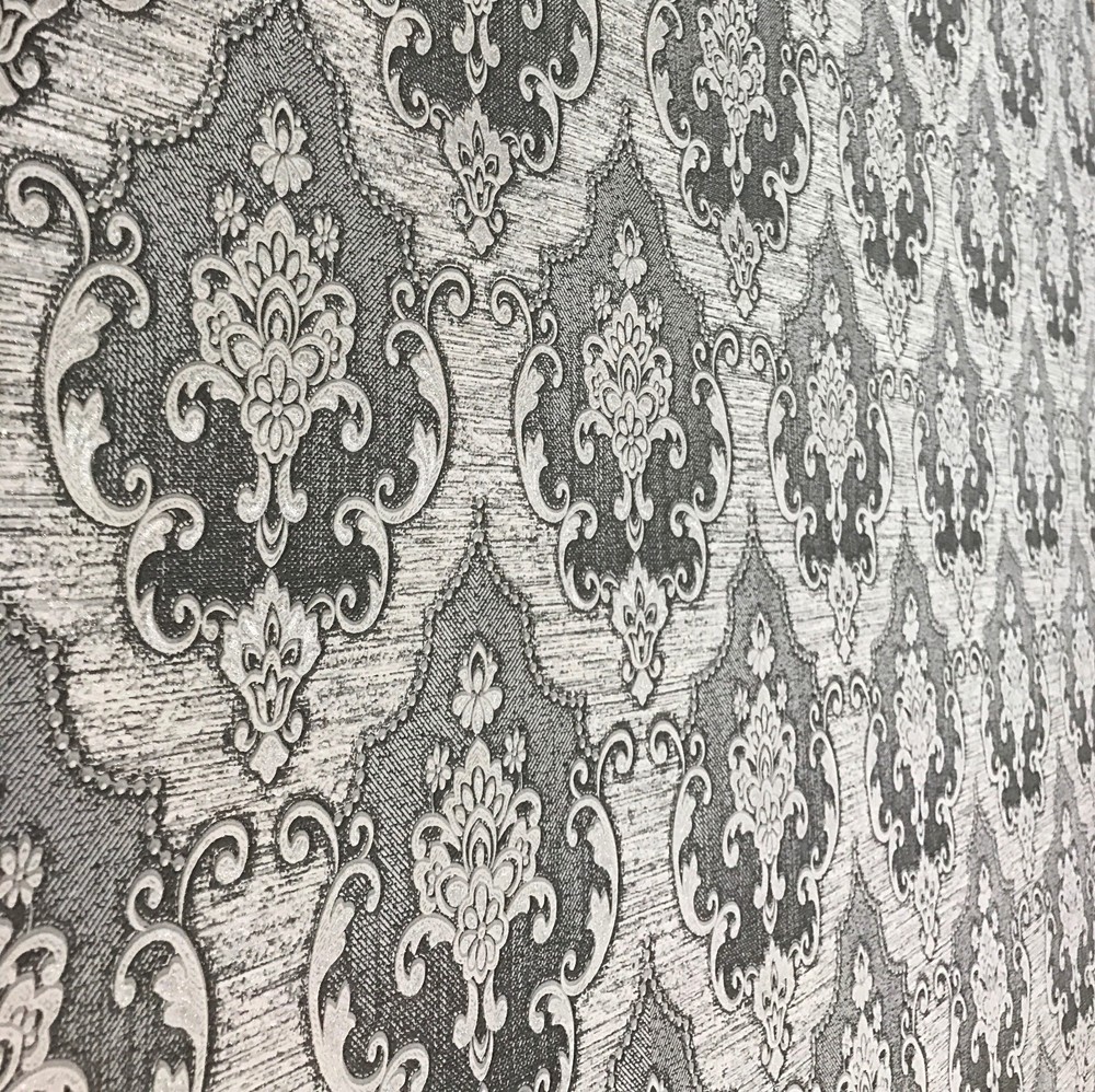 Wallpaper Victorian damask pattern wall coverings textured rolls gray damask 3D
