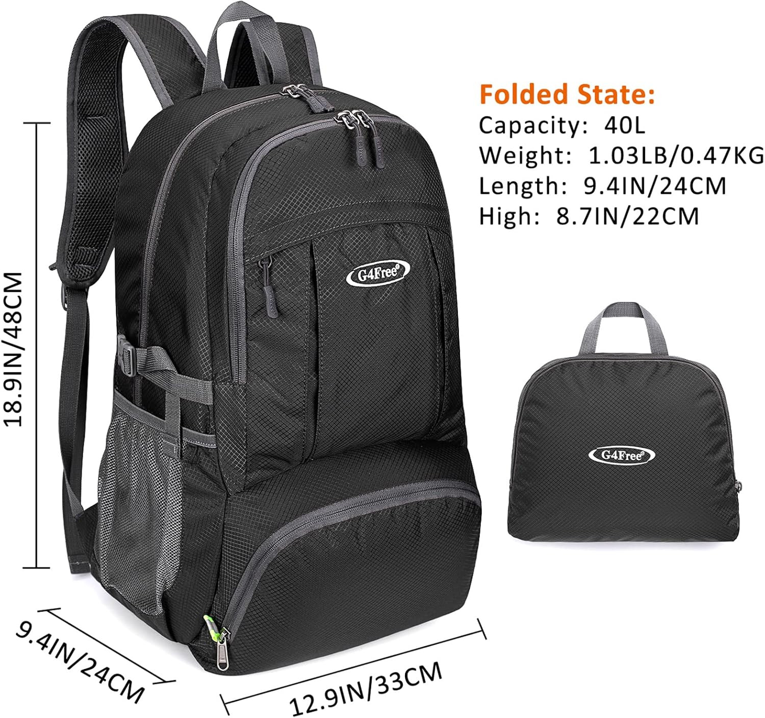 Lightweight Packable Hiking Backpack, Waterproof Travel Daypack 4