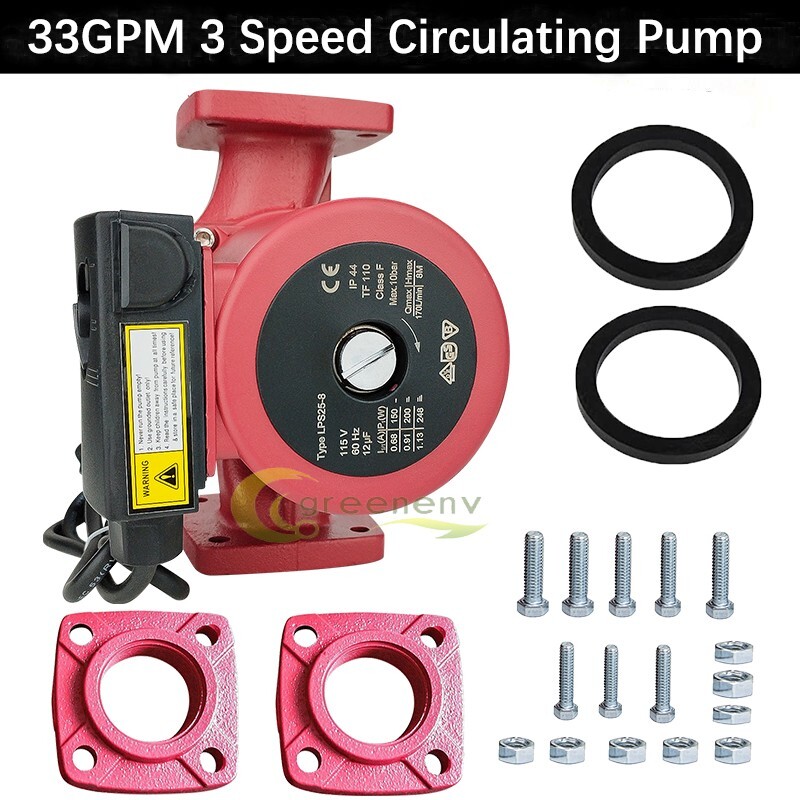 1/6HP 3 Speed Circulating Pump Use w/Outdoor Furnaces,Hot water heat,Solar,115V gallery