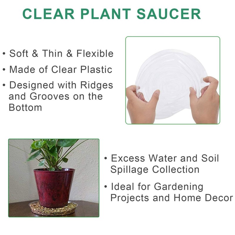 Plastic Clear Thick Sturdy Plants Saucer Drip Trays 5/10/15Pcs 6/8/10/12Inch gallery