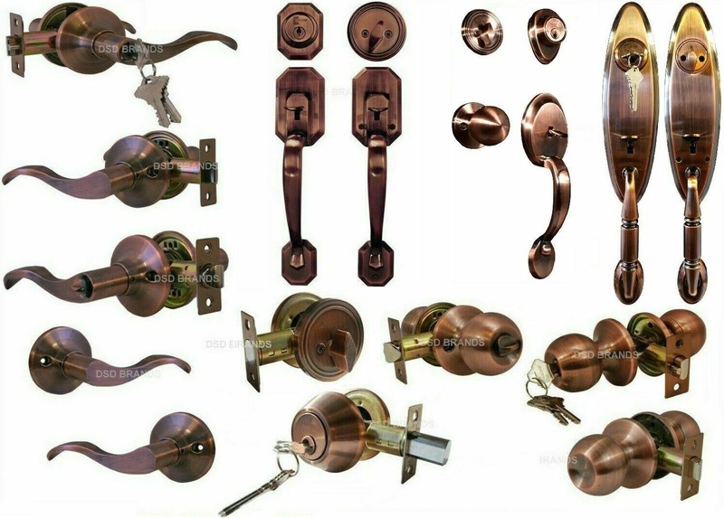 Constructor Door Lock Knob Lever Handle Lockset Deadbolt Antique Copper Finish gallery