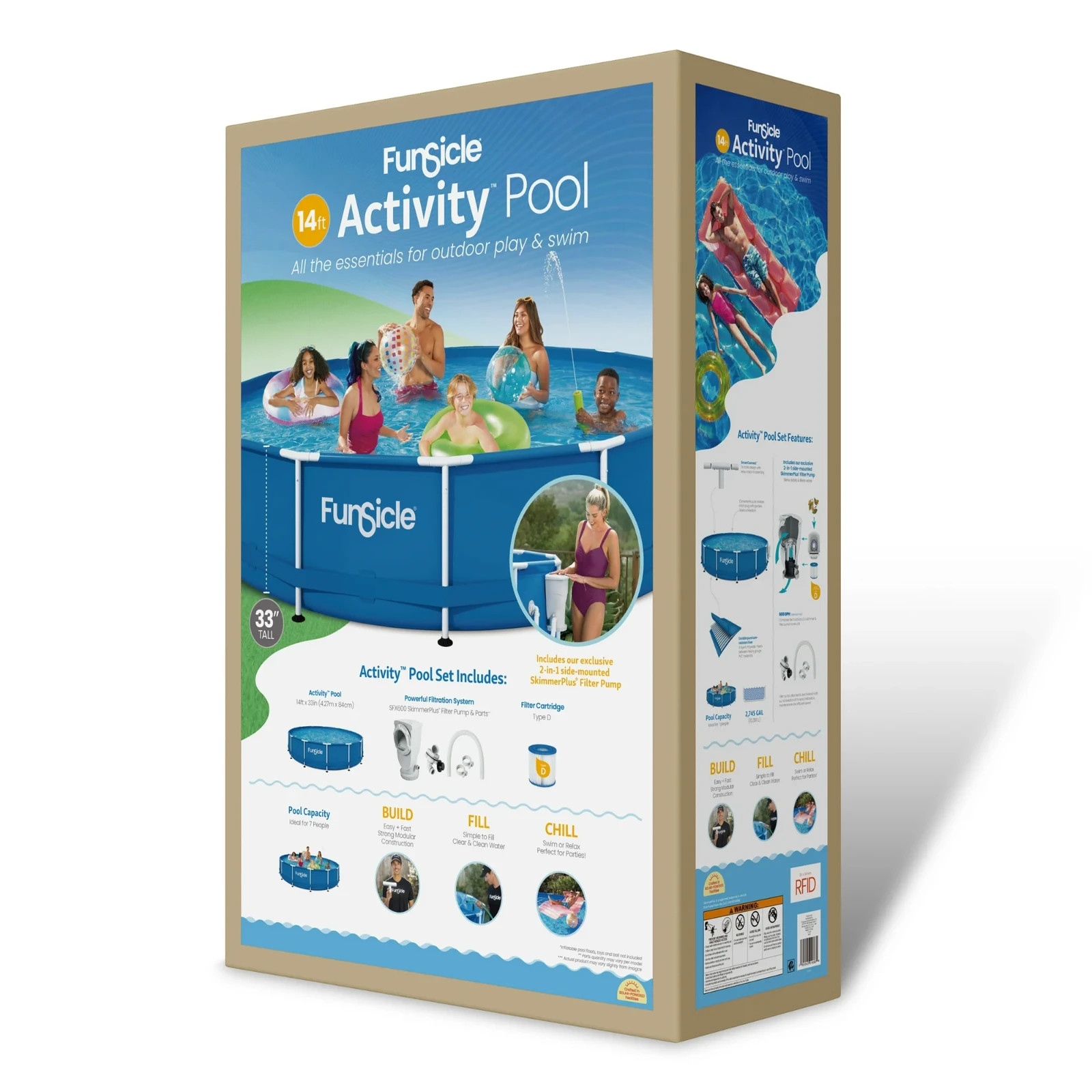 Funsicle 14ft Activity Above Ground Pool w/Skimmer Plus Pump, Metal Frame, Round gallery