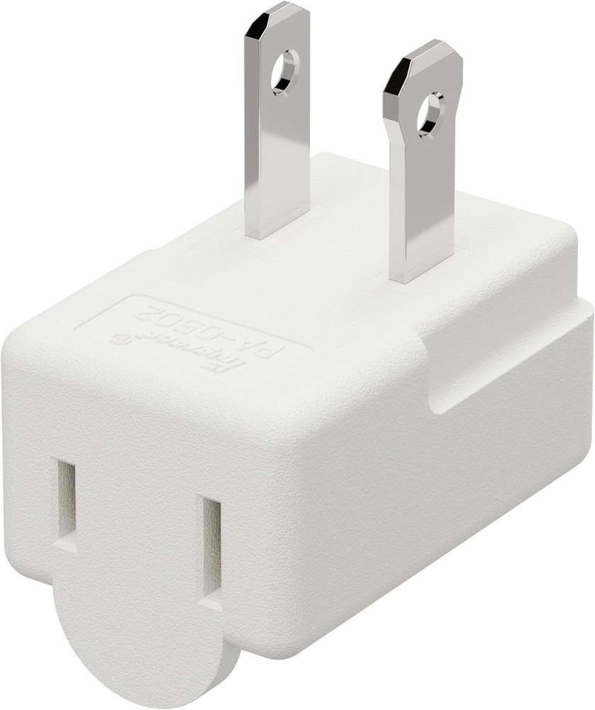 Polarized 2-Prong L Type Adapter, Vertical Right Angled Down Angle AC Adapter wi