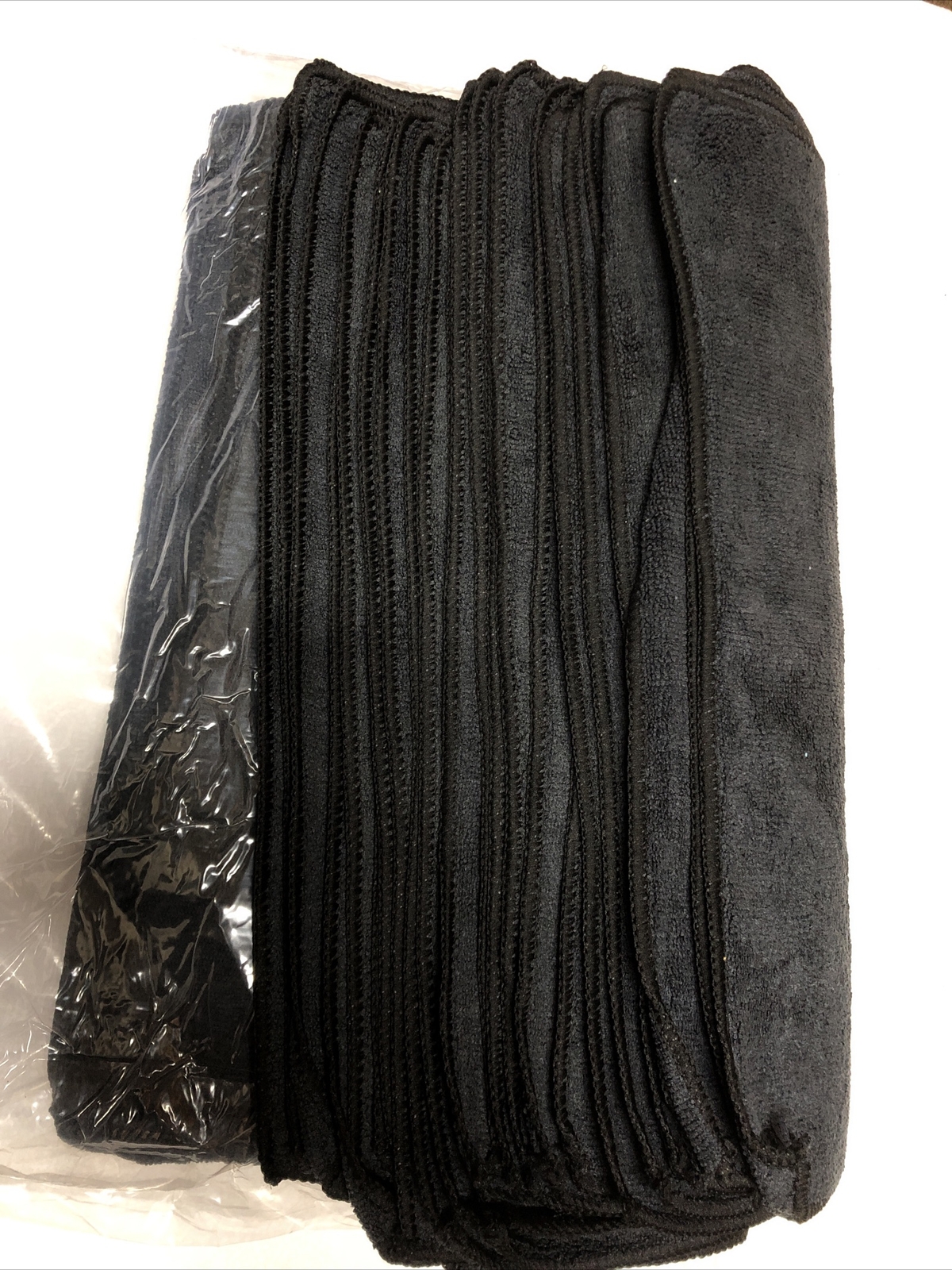 24 Pack Black Microfiber Towel All Purpose Cloth 16” x 16” Brand New gallery