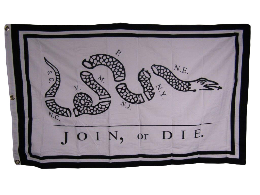 2X3 Embroidered Sewn Join Or Die BENJAMIN FRANKLIN 100% Cotton Flag gallery
