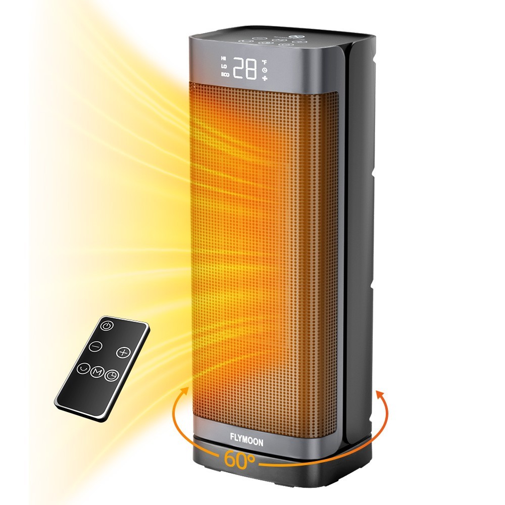 1500W Oscillating 60° Portable Space Heater 12hr-Timer with Remote Control gallery