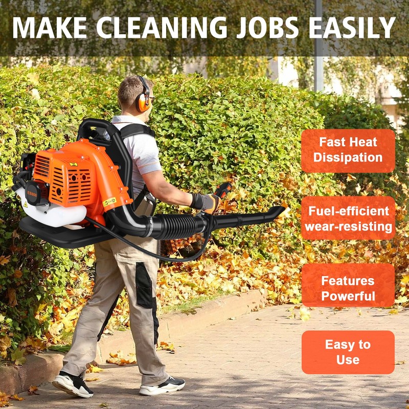 43CC 2-Stroke Backpack Leaf Blower Gas Powered Snow Blower 665CFM 7500r/min gallery
