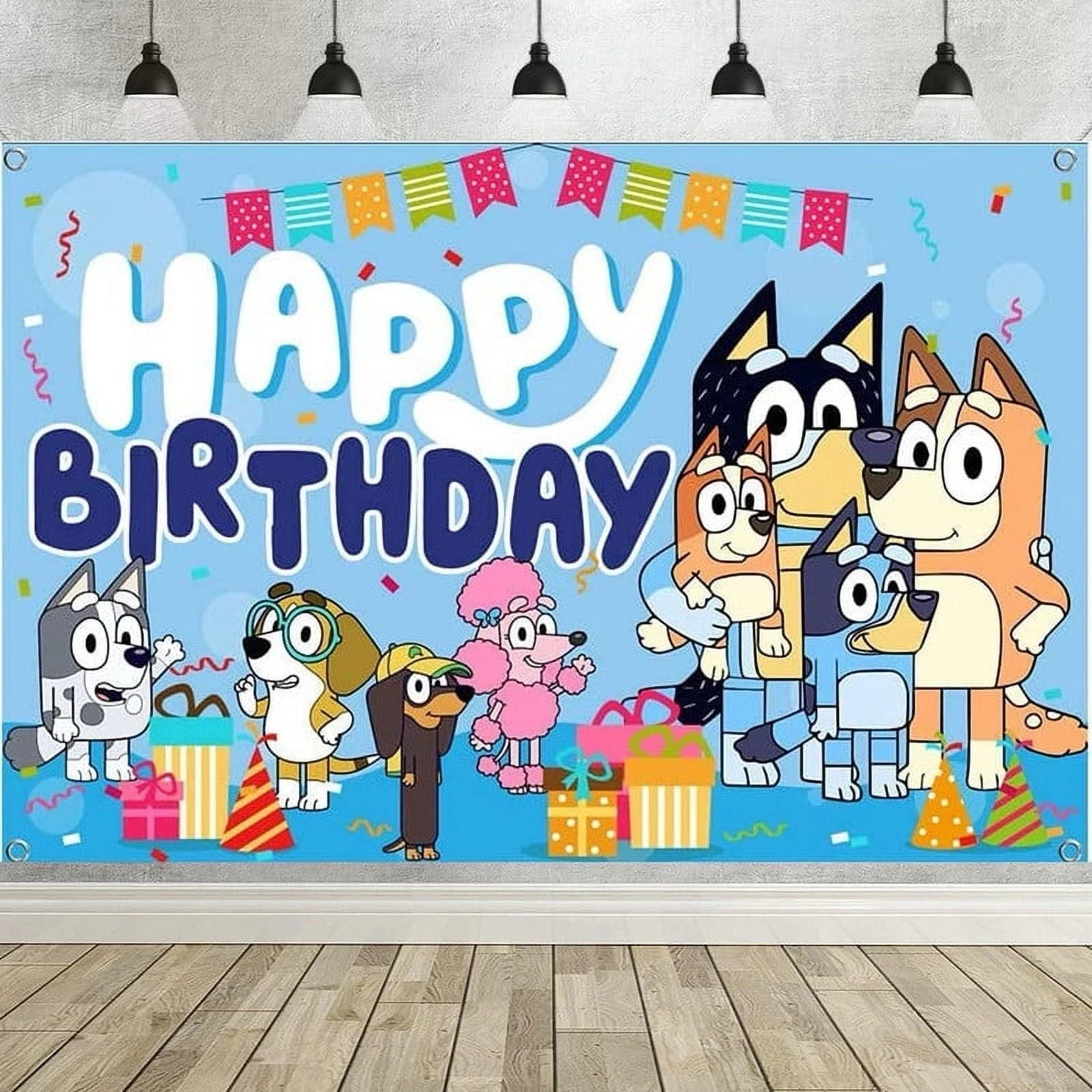 7x5ft Cartoon Blue Sheepdog Theme Happy Birthday Backdrop Kids Birthday Decorate gallery