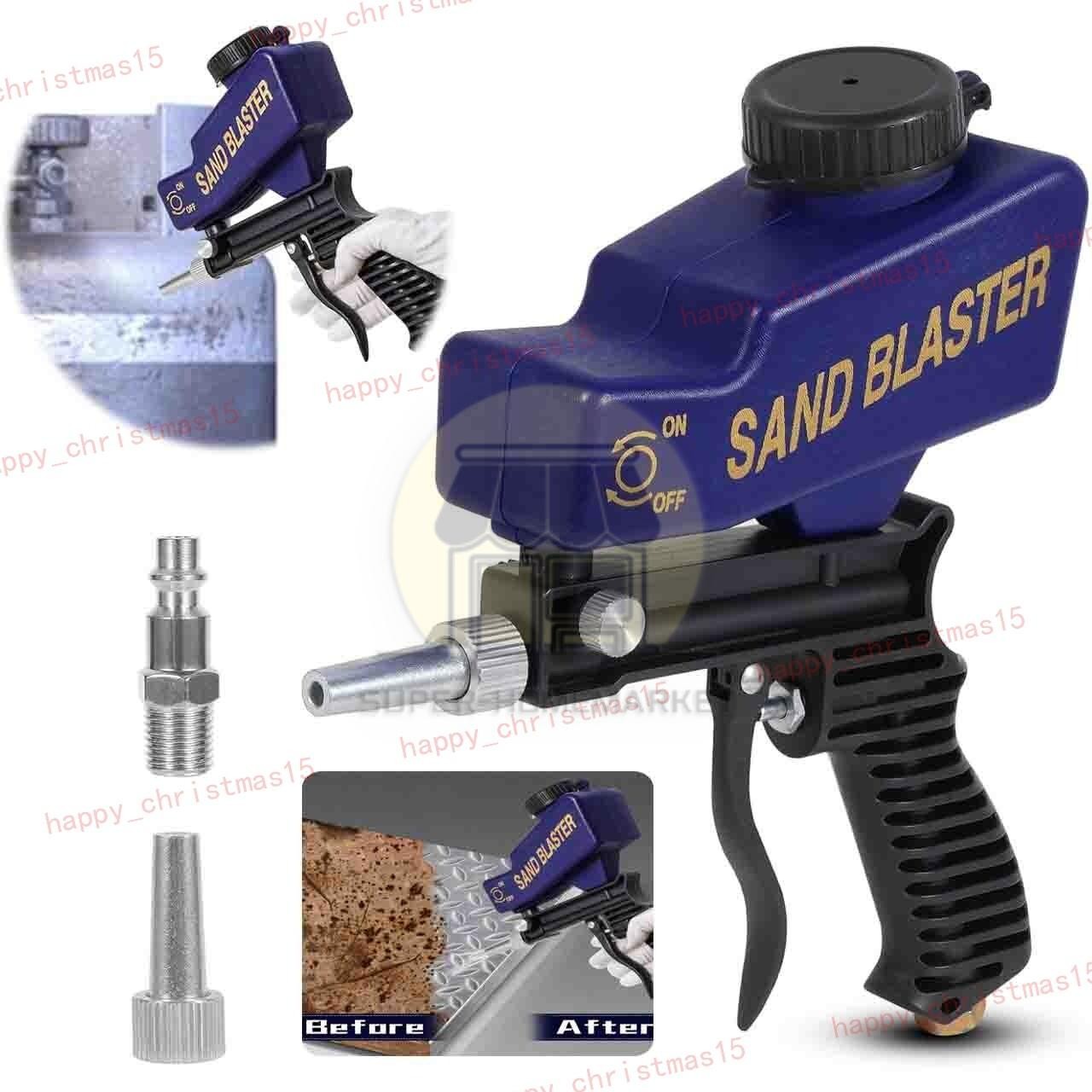 Hand Held Portable Media Spot Sand Blaster Gun Air Gravity Feed Rust Remover Kit gallery