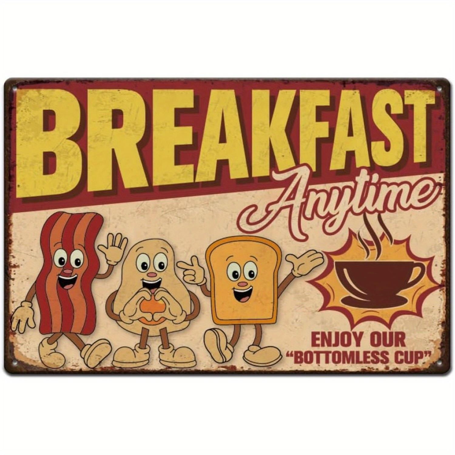 Metal Sign Breakfast Anytime Funny Diner Vintage Kitchen gallery