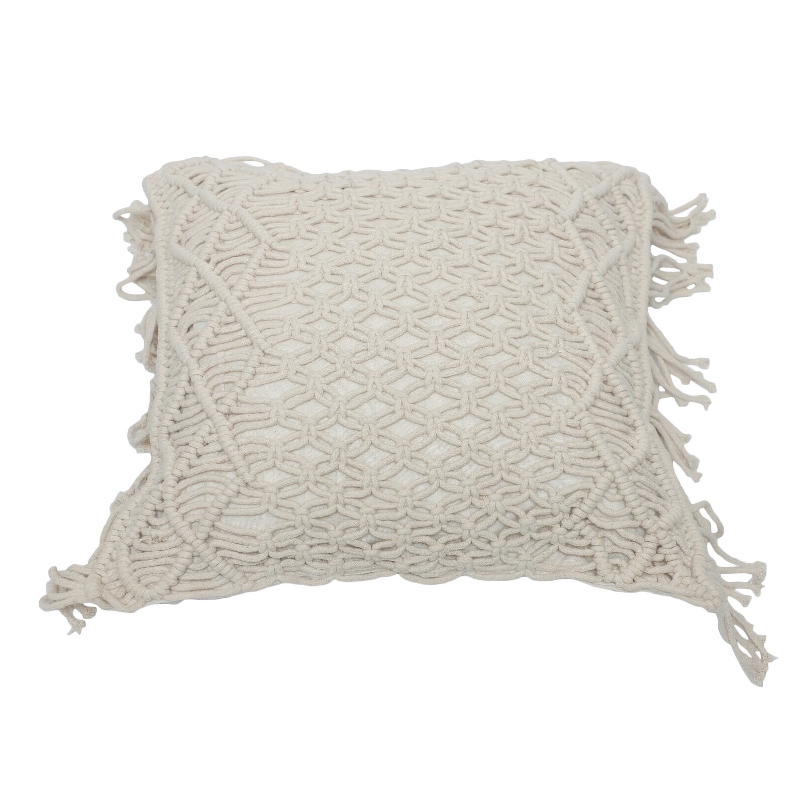 Macrame Cushion Cover handmade cotton - Natural/Off White Color #5 gallery