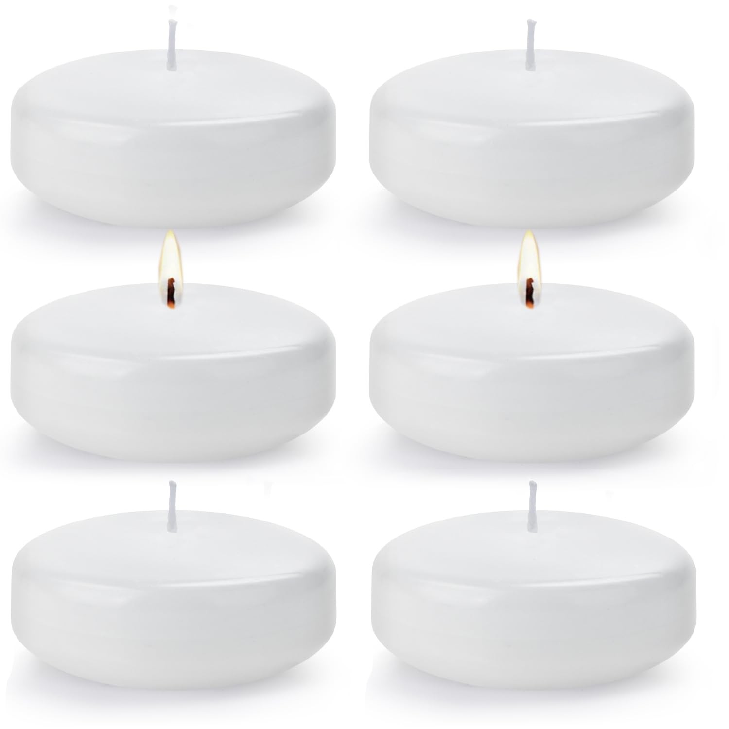 12 Pack White 3 Inch Round Floating Candles Unscented Smokeless Paraffin Wax gallery