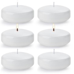 12 Pack White 3 Inch Round Floating Candles Unscented Smokeless Paraffin Wax
