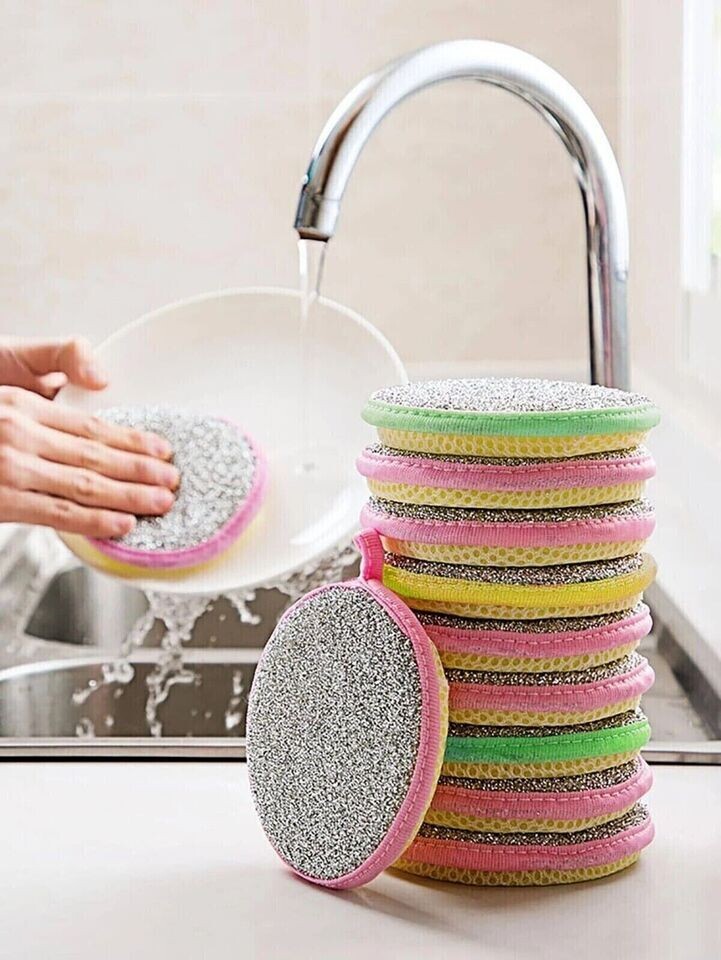Double-Sided Scouring Pads Dish Pan Washing Sponge Kitchen Cleaning Tool gallery