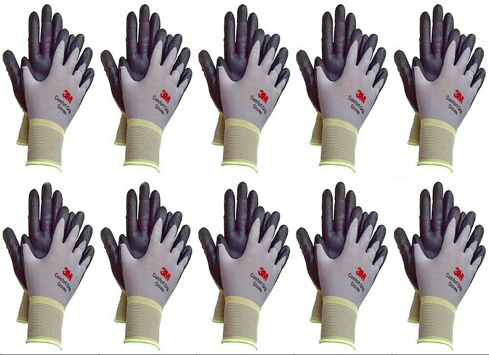 3M Micro Foam Nitrile Grip Coated Nylon Shell Protective Work Gloves 10Pack Grey gallery