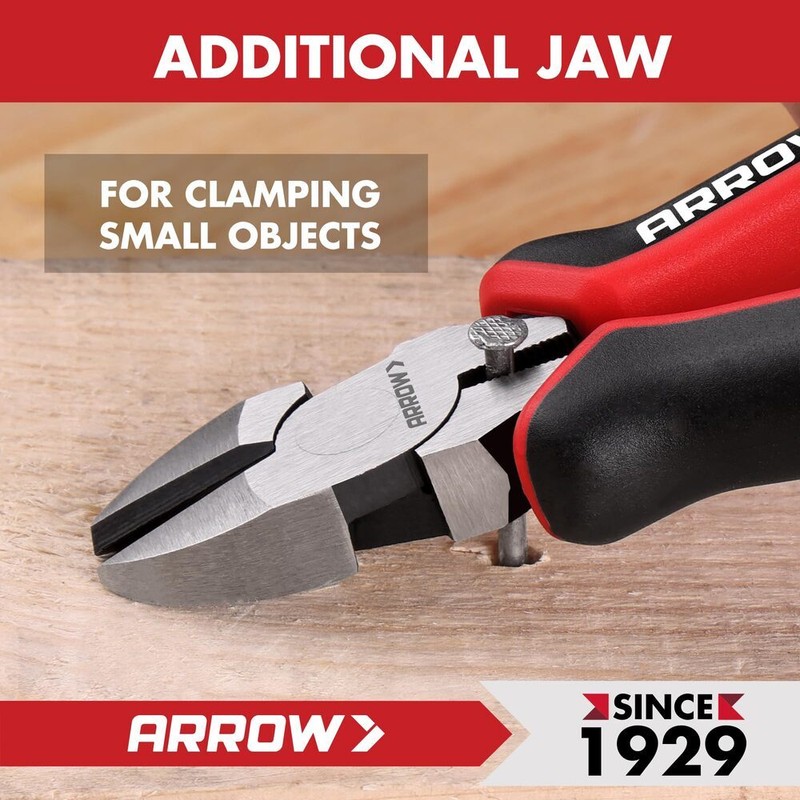 ARROW 6" High Leverage Diagonal Plier Wire Cutter High Carbon Steel w/TPR Handle gallery