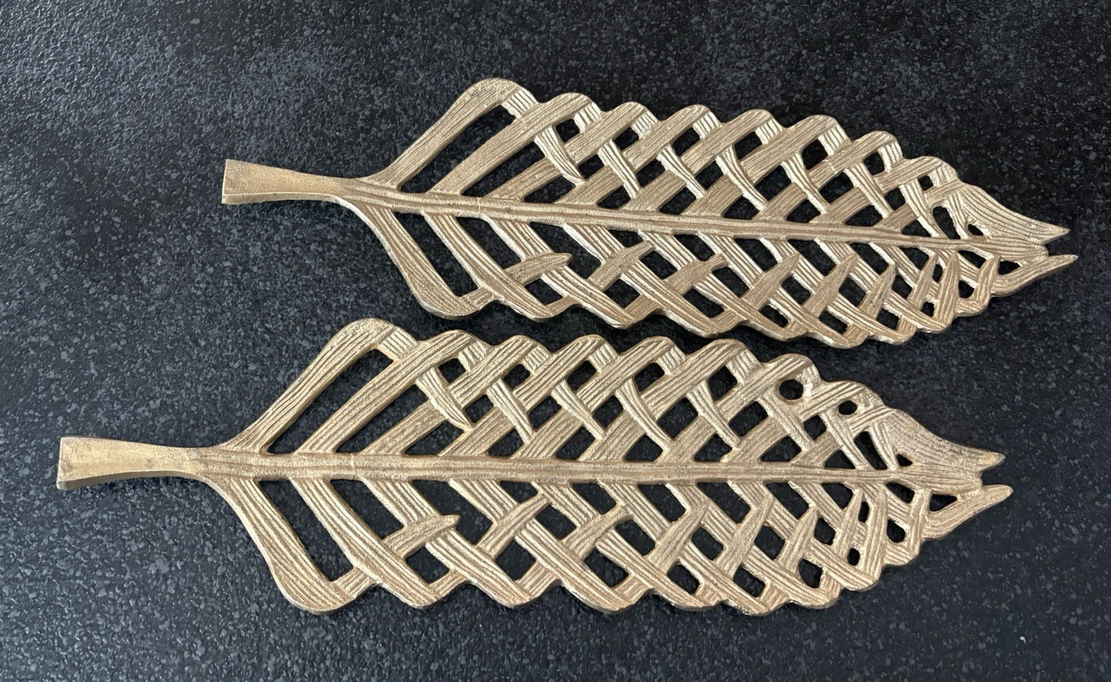 Beautiful Metal Golden Palm Leaf Set Of 2 gallery