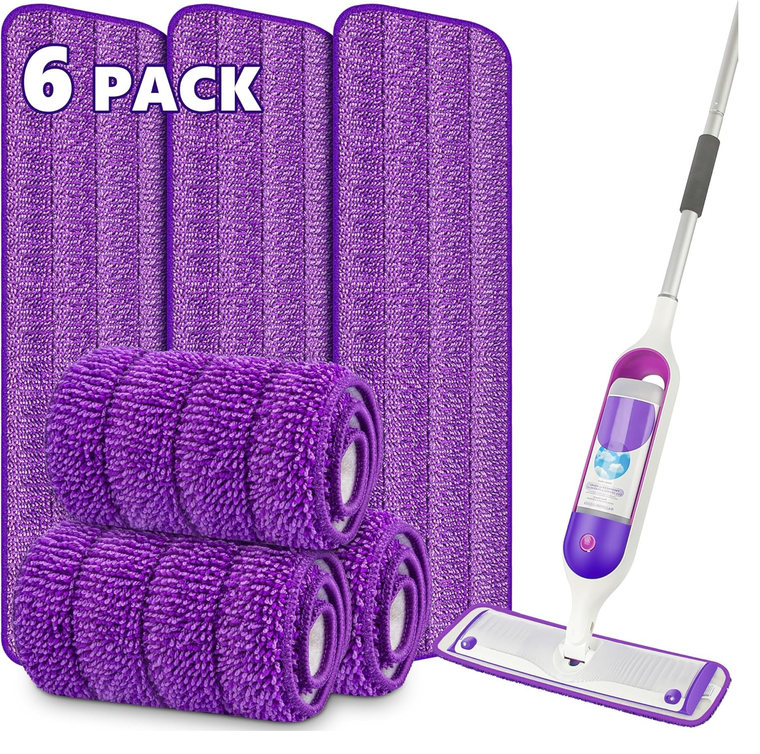 6 Pack Reusable Mop Pads for Swiffer PowerMop, Power Mop Pads 15'' Microfiber Re gallery