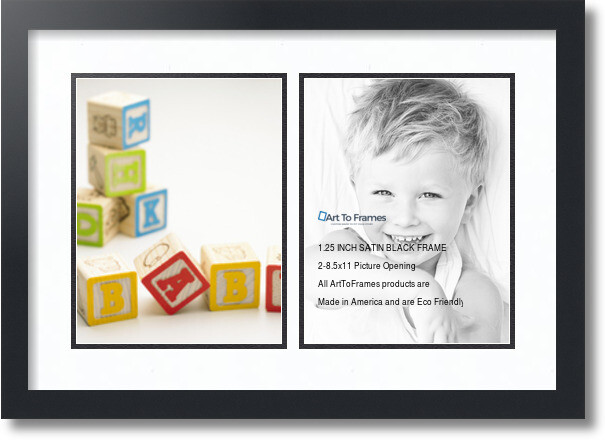 ArtToFrames Collage Mat Picture Photo Frame with 2 8.5x11" Openings in Black 38 gallery