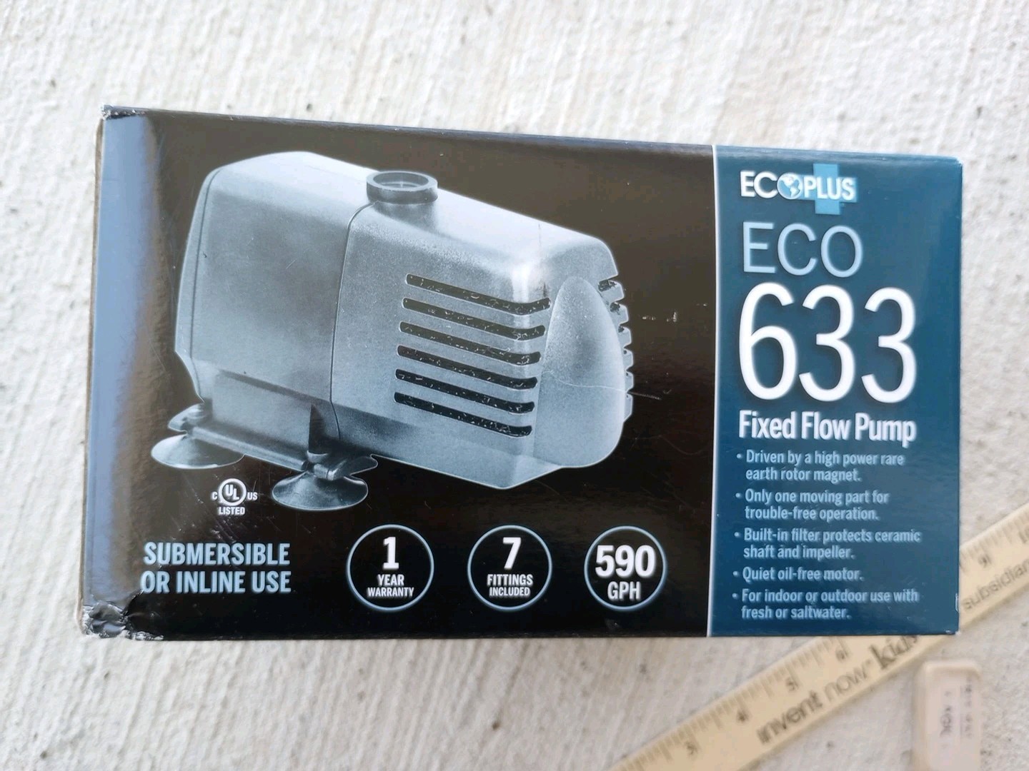 EcoPlus Eco 633 Fixed Flow Submersible/Inline Pump 594 GPH Open Box gallery