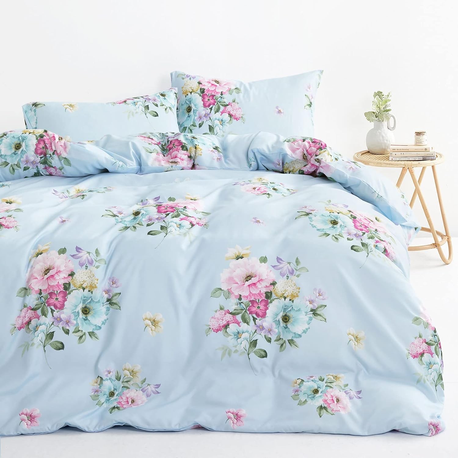 Shabby Chic Comforter Set, Floral Farmhouse Cottagecore Vintage Colorful Past... gallery