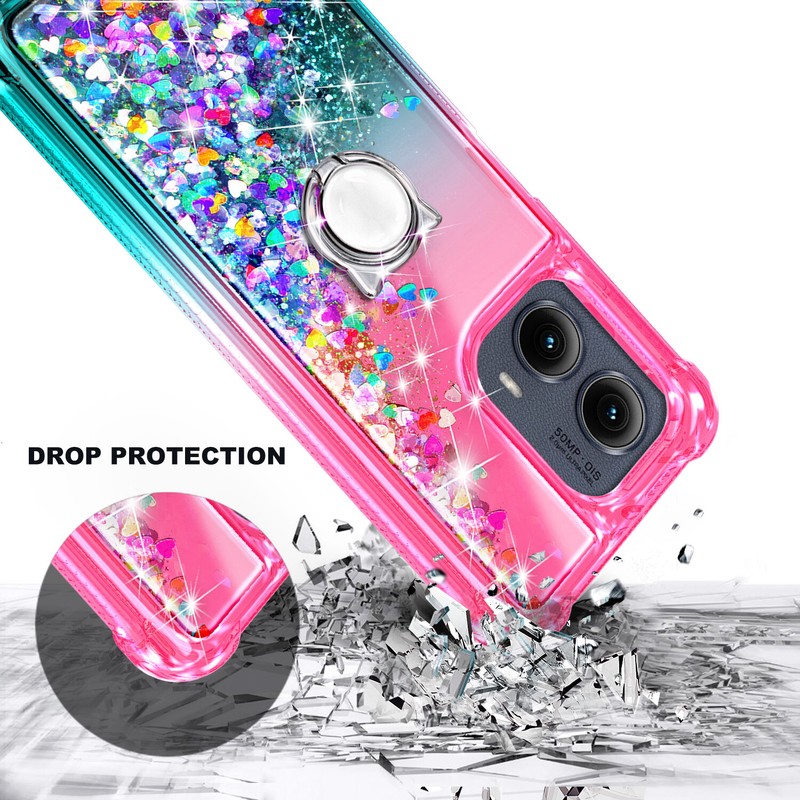 For Motorola Edge 2024 (XT2405V) Case Glitter Ring Holder Phone Cover w/ Lanyard gallery