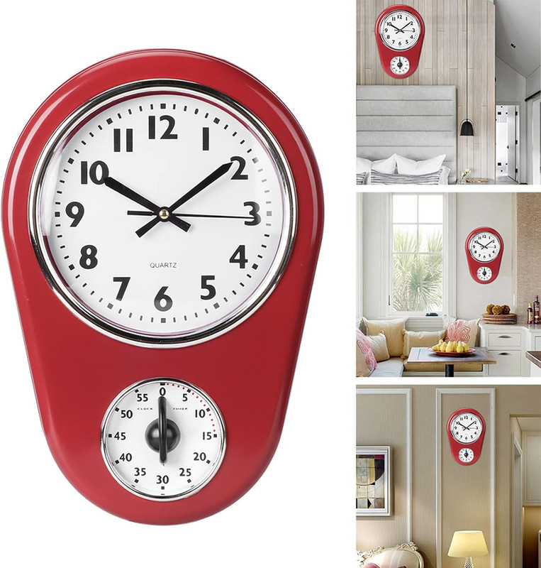 Retro Wall Clock Vintage Kitchen Clocks Hanging Clock Home Kitchen Timer Room gallery