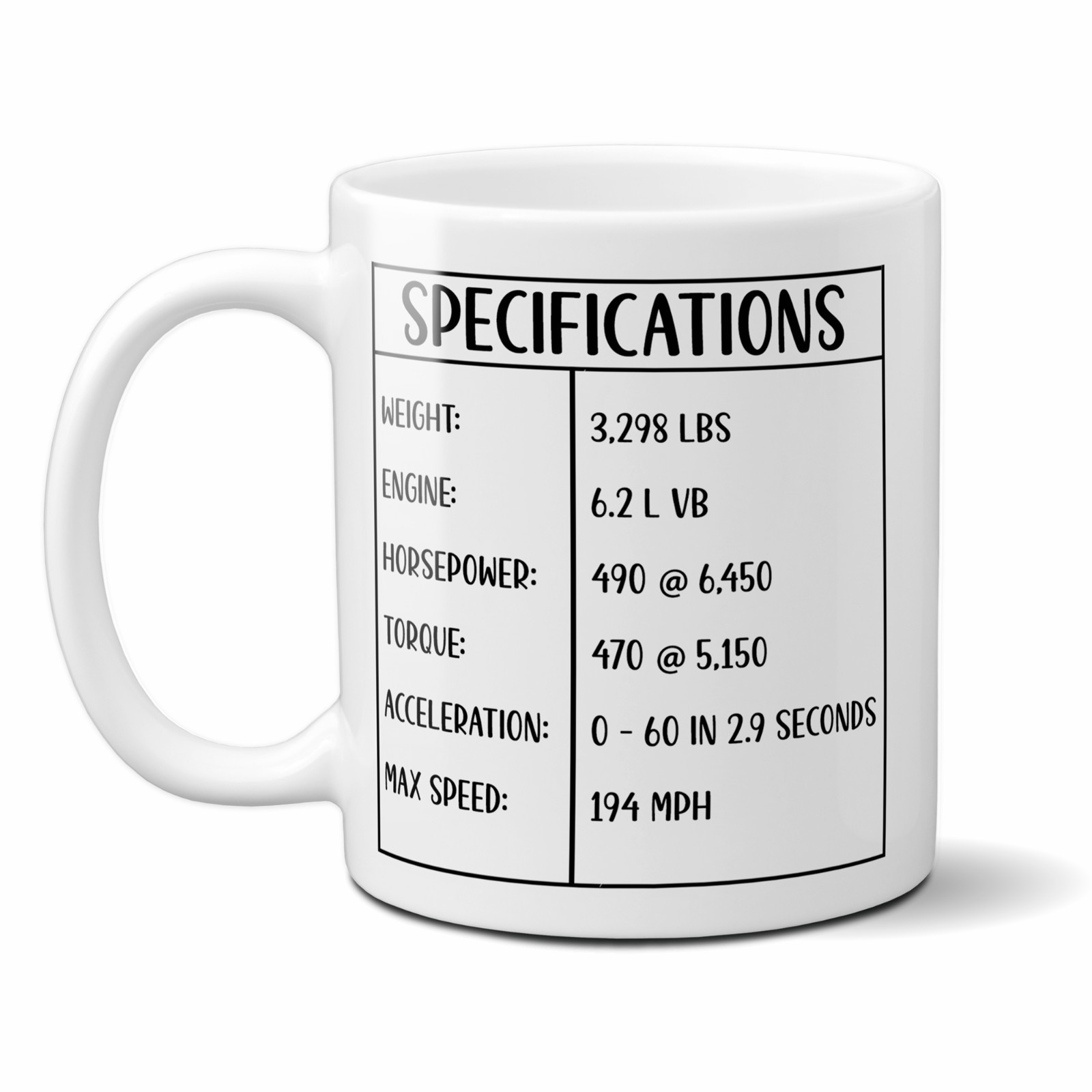 Personalized C8 Corvette inspired Sports Car Coffee Mug, 11oz, Name and Tag gallery