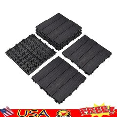 Interlocking Waterproof Deck Tiles Wood Composite Outdoor Patio Flooring 6 Pack