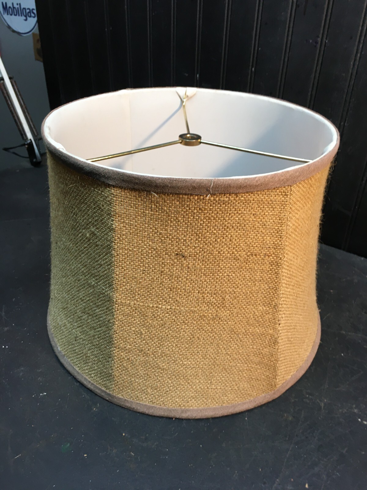 Floor Lamp Cloth Shade Chocolate Burlap Covered 10in Tall x 14in wide Floor gallery