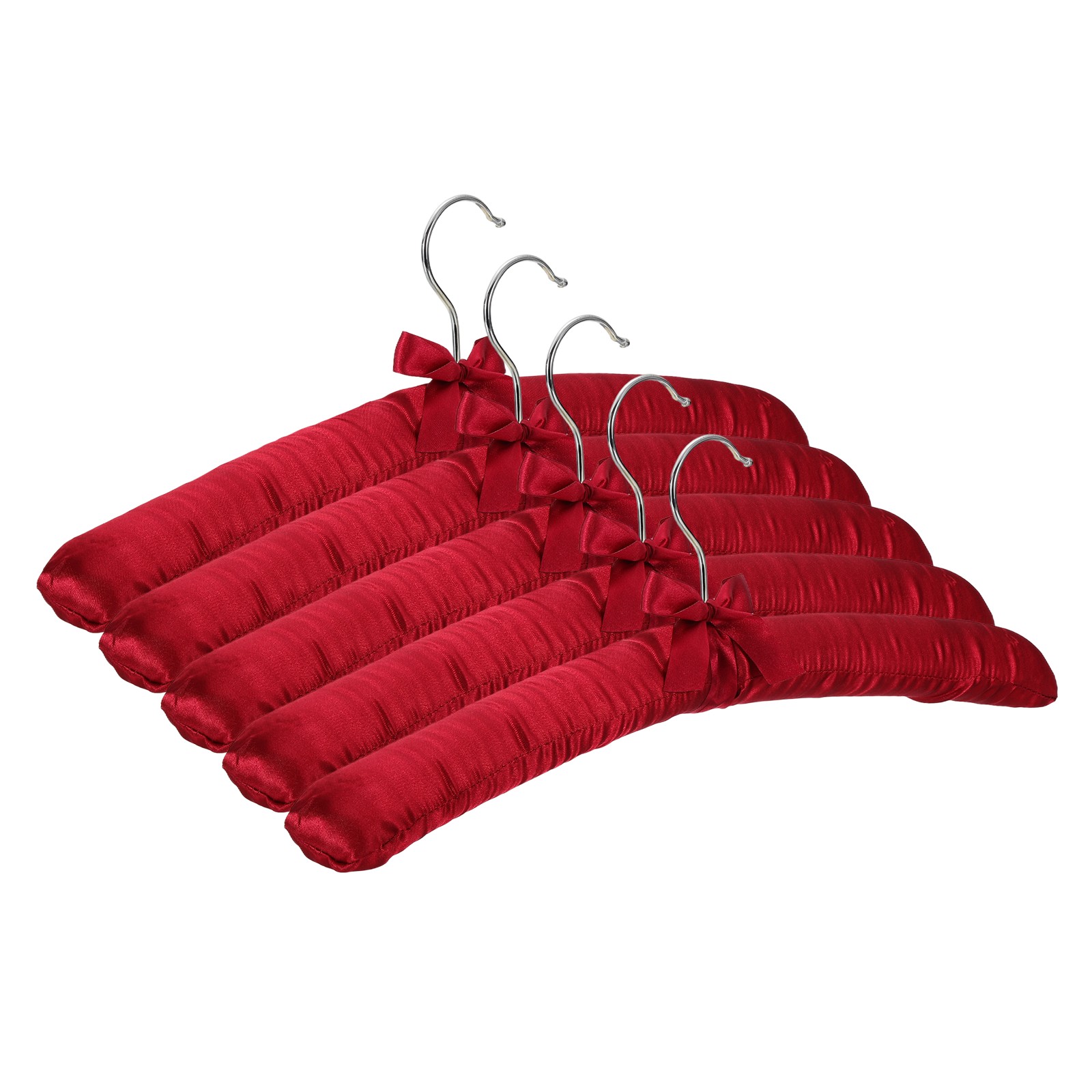 5Pcs Satin Padded Hangers 15 Inch Blouse Hangers for Women Wine Red gallery
