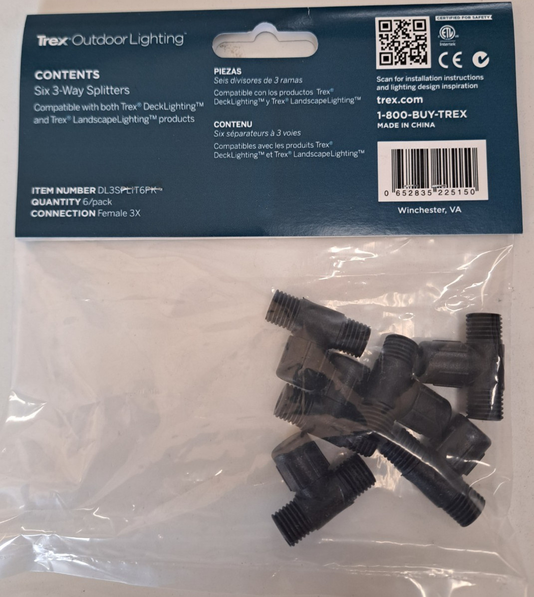 TREX OUTDOOR LIGHTING LIGHTHUB 3 - WAY SPLITTER 6 - PACK DL3SPLIT6PK gallery