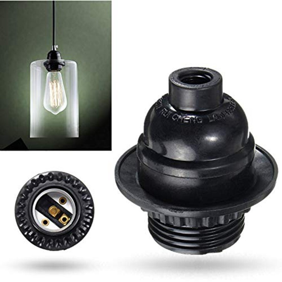 2X Phenolic Keyless Light Socket E26 E27 Base Lamp Replacement Black N839 gallery
