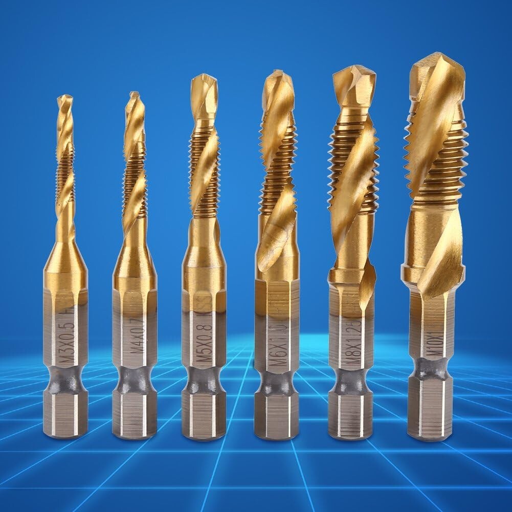 12Pcs 1/4in Hex Shank HSS Screw Thread Countersink Tap Drill Bit Combination Set gallery