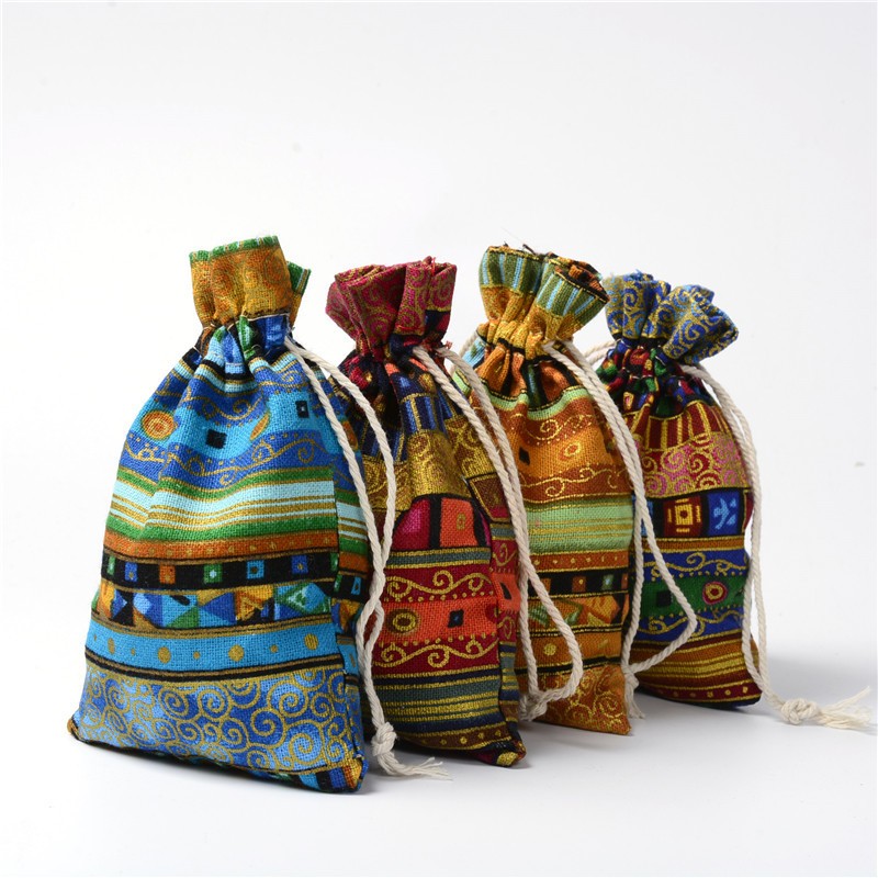 24Pcs/Lot Ethnic Cotton Linen Drawstring Bags Jewelry Beads Coin Storage Pouch gallery