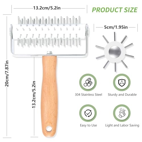 Pizza Dough Docker, Professional Dough Roller withen Handle, Sturdy Pizza Wood gallery