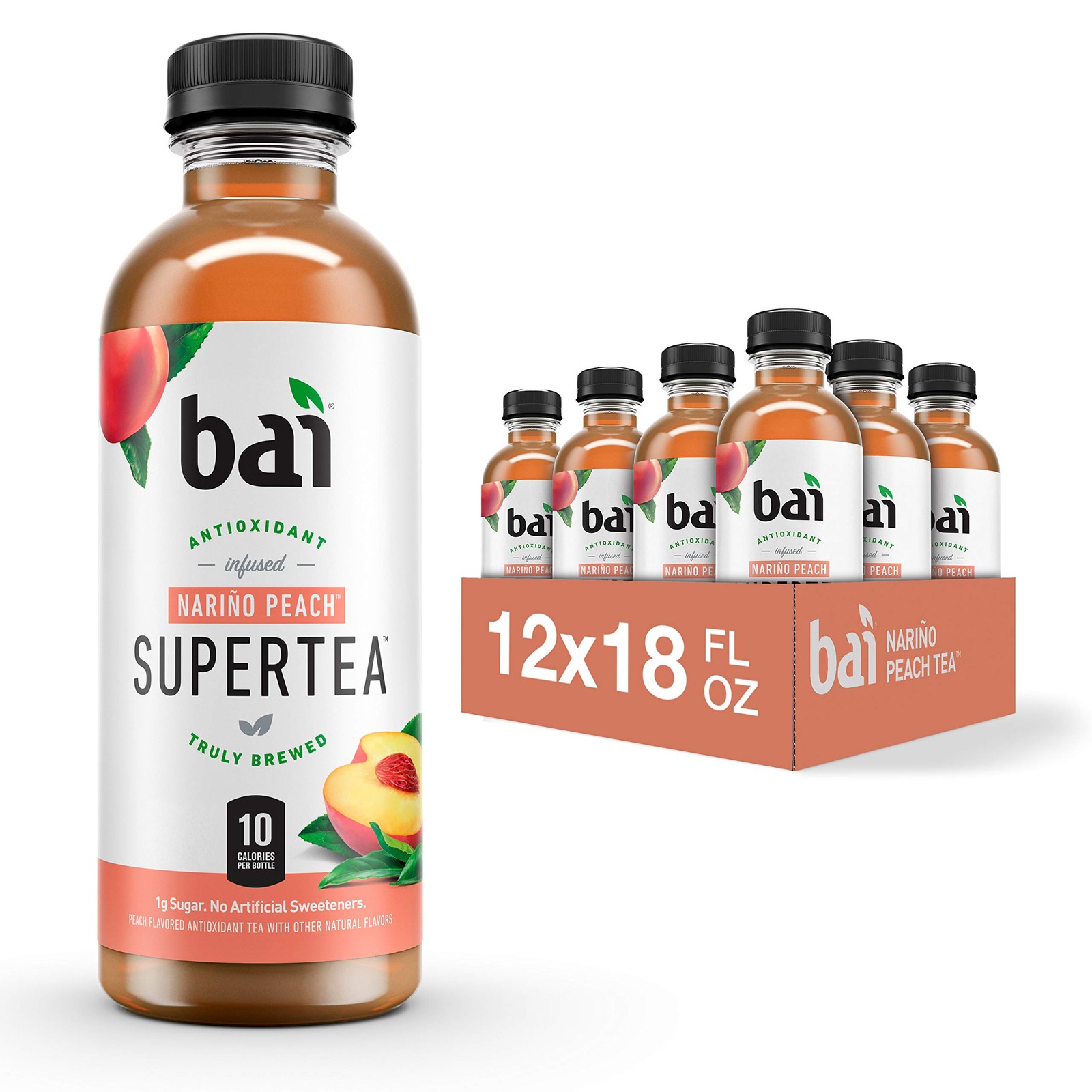Iced Peach Tea, Antioxidant Supertea, Real Black & White Tea, 18oz, 12 Pack gallery